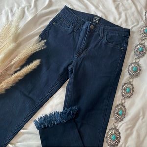 Just Black Dark Denim Jeans With Fringed Hem Size 24, Mom Jeans